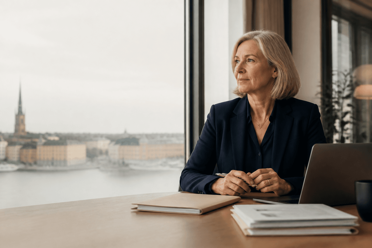 Claims professional working in a bright Stockholm office